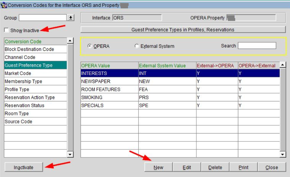 MAIL/OXI Conversion Codes